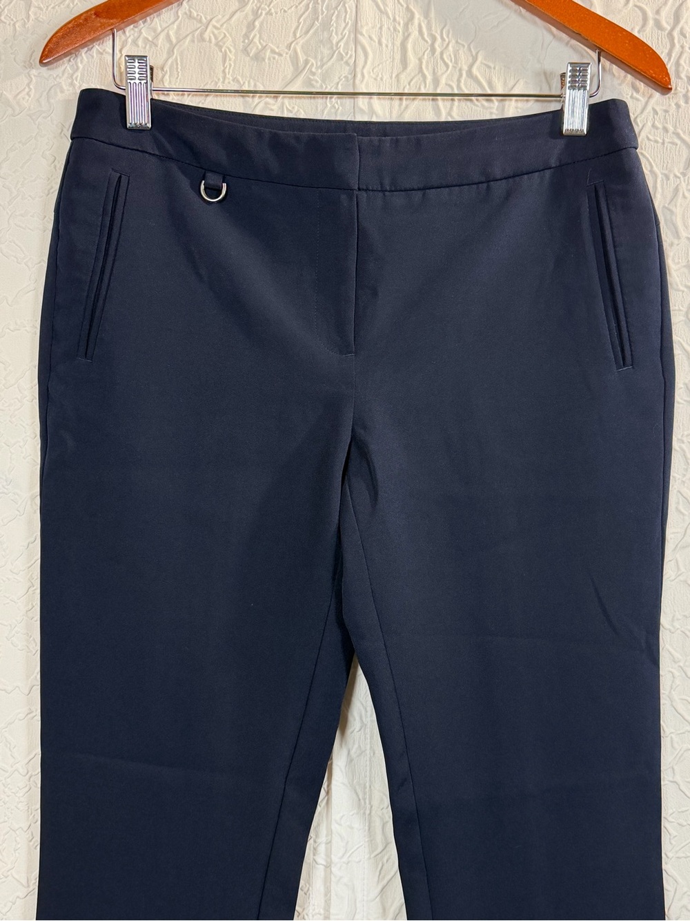 Adrianna Papell Navy D-Ring Slim Ankle Pants Stretch Trouser Navy Size 6 - Picture 3 of 12